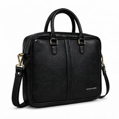 Premium Black Leather Laptop Bag (Black - Textured)